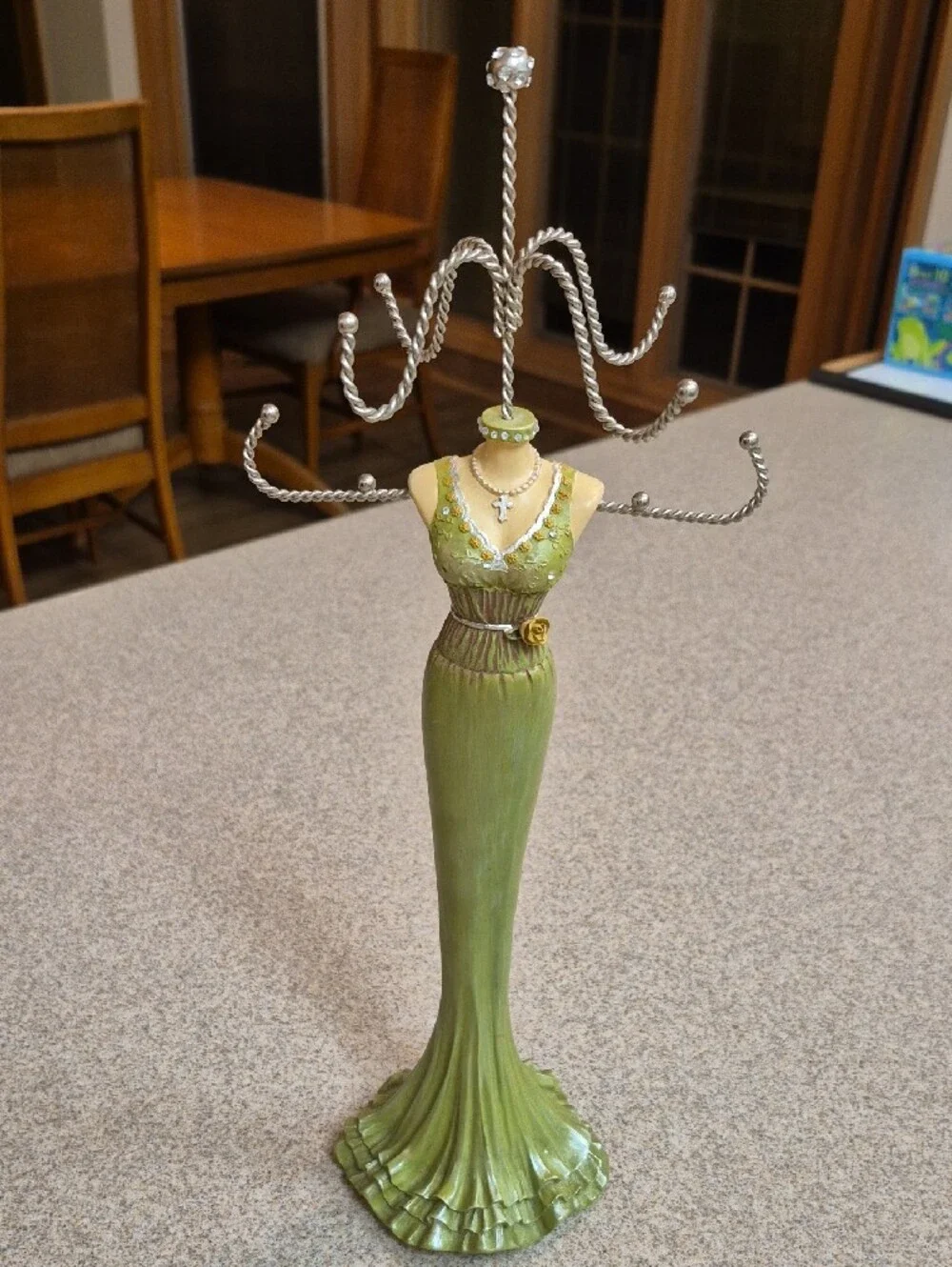 Elegant Green Dress Jewelry Stand Organizer